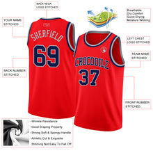 Load image into Gallery viewer, Custom Fire Red Navy-Gray Authentic Basketball Jersey