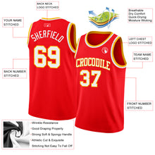 Load image into Gallery viewer, Custom Fire Red White-Gold Authentic Basketball Jersey