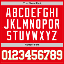 Load image into Gallery viewer, Custom Fire Red White-Old Gold Authentic Basketball Jersey