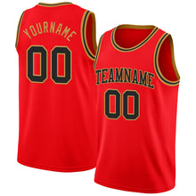 Load image into Gallery viewer, Custom Fire Red Black-Old Gold Authentic Basketball Jersey