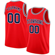 Load image into Gallery viewer, Custom Fire Red Navy-White Authentic Basketball Jersey