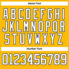 Load image into Gallery viewer, Custom Gold White-Navy Hockey Lace Neck Jersey