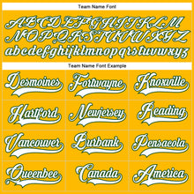 Load image into Gallery viewer, Custom Gold White-Green Hockey Lace Neck Jersey