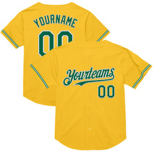 Load image into Gallery viewer, Custom Gold Kelly Green-White Mesh Authentic Throwback Baseball Jersey