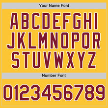 Load image into Gallery viewer, Custom Gold Crimson-White Mesh Authentic Throwback Baseball Jersey