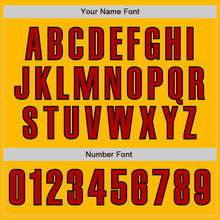 Load image into Gallery viewer, Custom Gold Red-Black Authentic Baseball Jersey