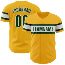 Load image into Gallery viewer, Custom Gold Green-White Authentic Baseball Jersey