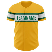 Load image into Gallery viewer, Custom Gold Kelly Green-White Authentic Baseball Jersey