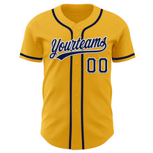 Load image into Gallery viewer, Custom Gold Navy-White Authentic Baseball Jersey
