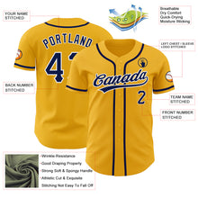 Load image into Gallery viewer, Custom Gold Navy-White Authentic Baseball Jersey