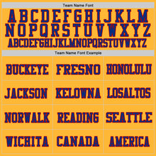 Load image into Gallery viewer, Custom Gold Royal-Red Mesh Authentic Throwback Football Jersey