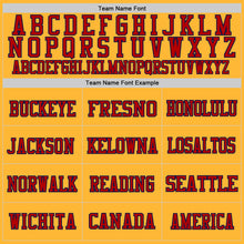 Load image into Gallery viewer, Custom Gold Red-Navy Mesh Authentic Throwback Football Jersey