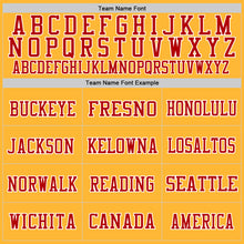 Load image into Gallery viewer, Custom Gold Red-White Mesh Authentic Throwback Football Jersey