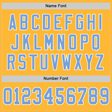 Load image into Gallery viewer, Custom Gold Light Blue-White Mesh Authentic Throwback Football Jersey