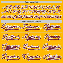 Load image into Gallery viewer, Custom Gold Burgundy-White Hockey Lace Neck Jersey