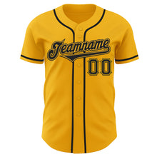 Load image into Gallery viewer, Custom Gold Black Authentic Baseball Jersey