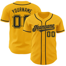 Load image into Gallery viewer, Custom Gold Black Authentic Baseball Jersey