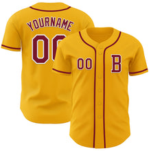 Load image into Gallery viewer, Custom Gold Crimson-White Authentic Baseball Jersey