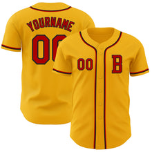 Load image into Gallery viewer, Custom Gold Red-Black Authentic Baseball Jersey