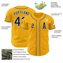 Load image into Gallery viewer, Custom Gold Navy-White Authentic Baseball Jersey
