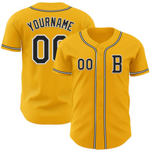 Load image into Gallery viewer, Custom Gold Black-White Authentic Baseball Jersey