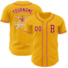 Load image into Gallery viewer, Custom Gold Red-White Authentic Baseball Jersey