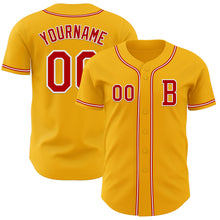 Load image into Gallery viewer, Custom Gold Red-White Authentic Baseball Jersey
