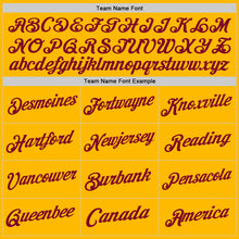 Load image into Gallery viewer, Custom Gold Maroon Authentic Throwback Basketball Jersey