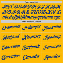 Load image into Gallery viewer, Custom Gold Royal Authentic Throwback Basketball Jersey