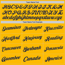 Load image into Gallery viewer, Custom Gold Navy Authentic Throwback Basketball Jersey