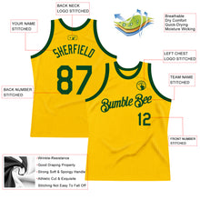 Load image into Gallery viewer, Custom Gold Green Authentic Throwback Basketball Jersey