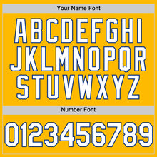 Load image into Gallery viewer, Custom Gold White-Royal Authentic Throwback Basketball Jersey