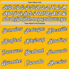 Load image into Gallery viewer, Custom Gold White-Navy Authentic Throwback Basketball Jersey