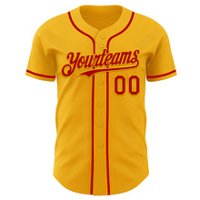 Load image into Gallery viewer, Custom Gold Red Authentic Baseball Jersey