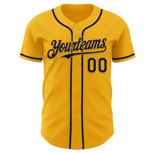 Load image into Gallery viewer, Custom Gold Navy Authentic Baseball Jersey