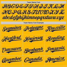 Load image into Gallery viewer, Custom Gold Navy Authentic Baseball Jersey