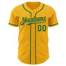 Load image into Gallery viewer, Custom Gold Kelly Green Authentic Baseball Jersey