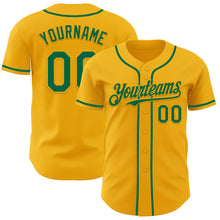 Load image into Gallery viewer, Custom Gold Kelly Green Authentic Baseball Jersey