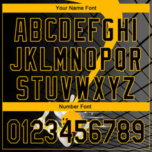 Load image into Gallery viewer, Custom Black Gold 3D Pattern Design Bowling Performance Polo Shirt