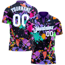 Load image into Gallery viewer, Custom Graffiti Pattern White-Light Blue 3D Splashes Performance Golf Polo Shirt
