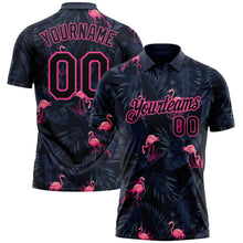 Load image into Gallery viewer, Custom Black Pink 3D Pattern Design Flamingo Performance Golf Polo Shirt