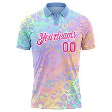 Load image into Gallery viewer, Custom Pink White 3D Pattern Design Leopard Print Performance Golf Polo Shirt