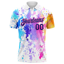 Load image into Gallery viewer, Custom White Royal-Pink 3D Pattern Design Watercolor Performance Golf Polo Shirt