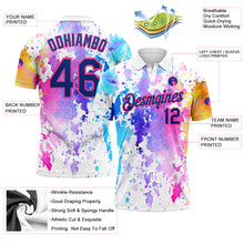 Load image into Gallery viewer, Custom White Royal-Pink 3D Pattern Design Watercolor Performance Golf Polo Shirt