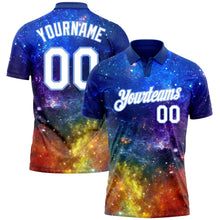Load image into Gallery viewer, Custom Galactic White-Light Blue 3D Performance Golf Polo Shirt