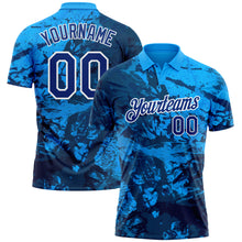 Load image into Gallery viewer, Custom Graffiti Pattern Royal-White 3D Performance Golf Polo Shirt