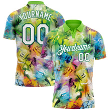 Load image into Gallery viewer, Custom Graffiti Pattern White-Kelly Green 3D Performance Golf Polo Shirt
