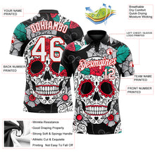 Load image into Gallery viewer, Custom Black White-Red 3D Skull Fashion Performance Golf Polo Shirt