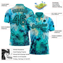Load image into Gallery viewer, Custom Tie Dye Teal-Black 3D Performance Golf Polo Shirt