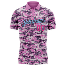 Load image into Gallery viewer, Custom Camo Pink-Light Blue Performance Salute To Service Golf Polo Shirt